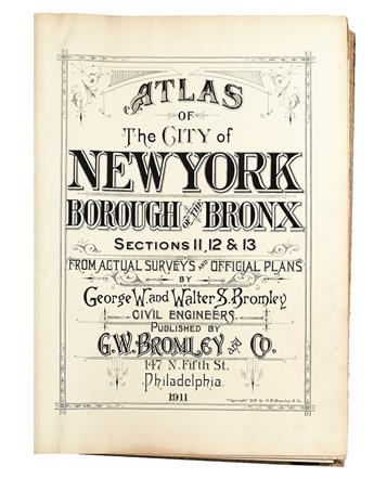 (NEW YORK CITY.) G. W. Bromley and Co. Atlas of the City of New York Borough of the Bronx. Sections 11, 12 & 13. [Volume Two only.]